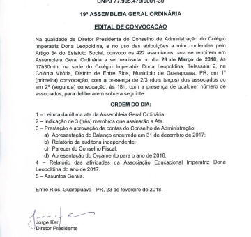 19º ASSEMBLEIA GERAL ORDINÁRIA