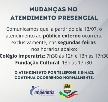 Mudança no horário de atendimento